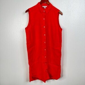 Pure Navy Linen Sleeveless‎ Midi Dress Size Large